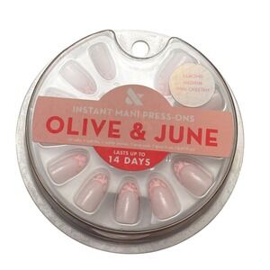 Olive & June Instant Mani Press-On Nails Pink Cheetah Almond Medium 42ct New